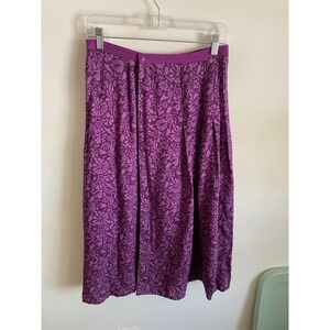 Mania Pour Anastasia Paris Purple Floral Cotton Midi Wrap Skirt Made in France